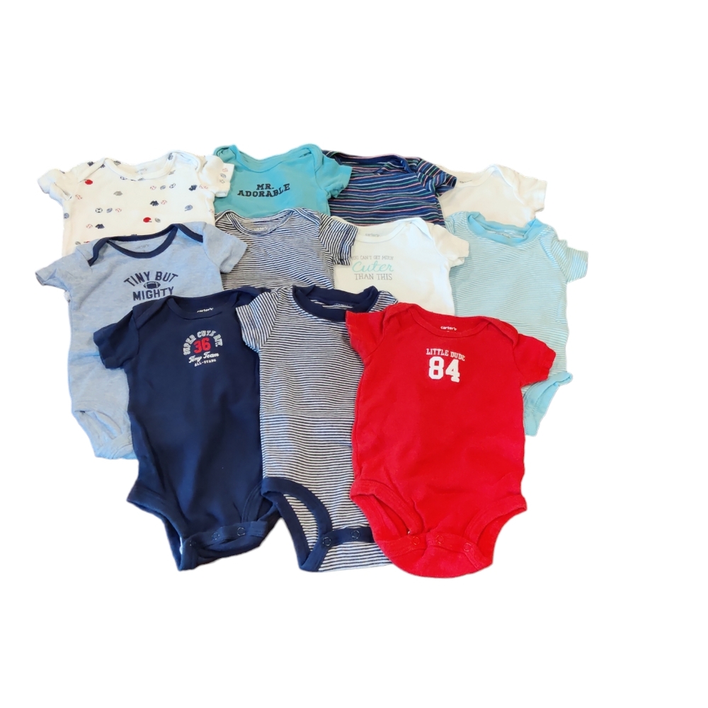Baby Boys Carter's Bodysuit Onesie Bundle Size 0-3 Months Summer Shirts